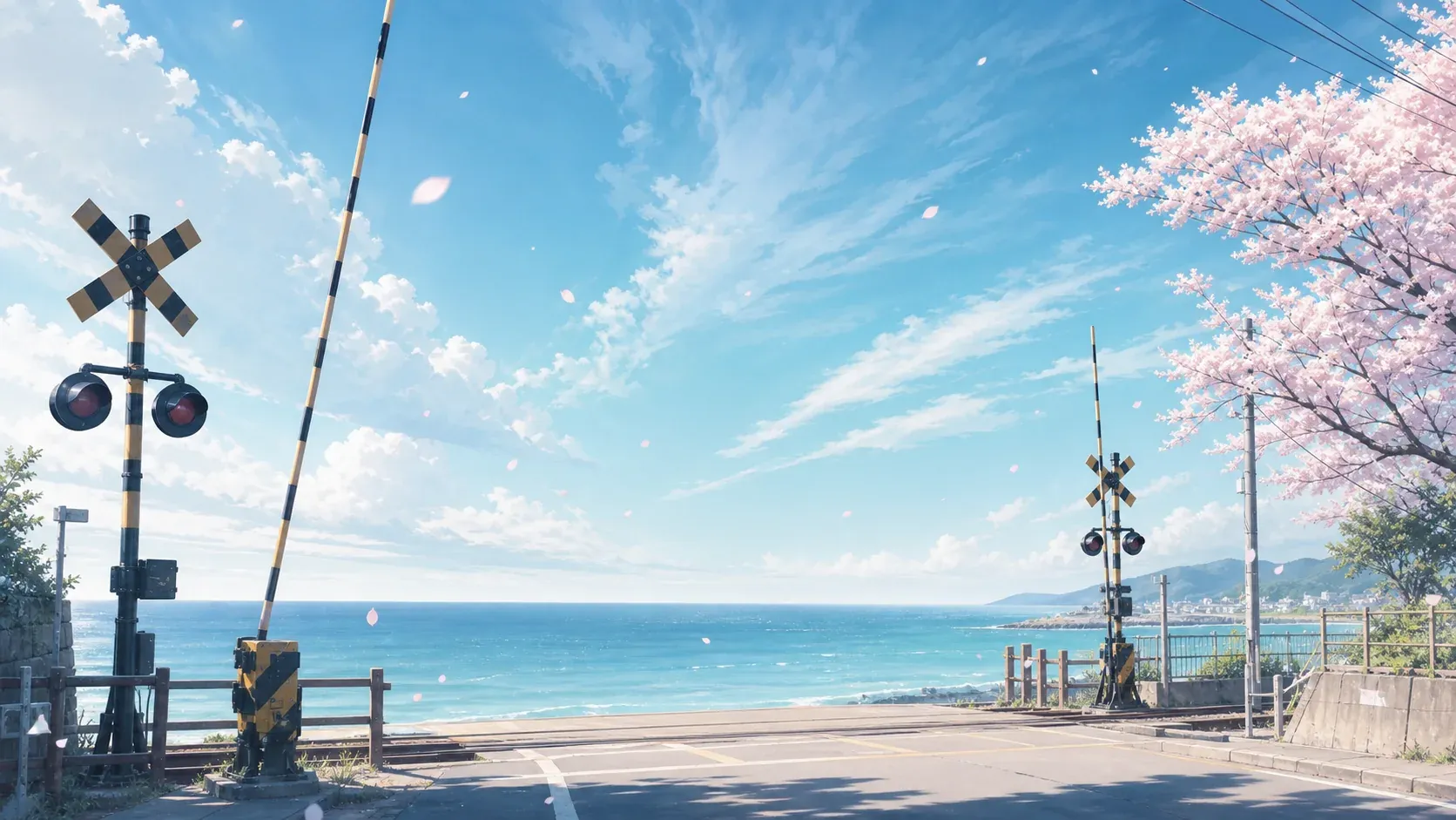 晴空下的海岸铁路
